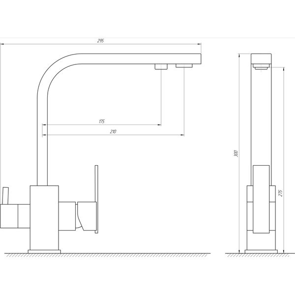 Змішувач для кухні під осмос Globus Lux LAZER GLLR-0111-11-GRAPHITE 31374 фото