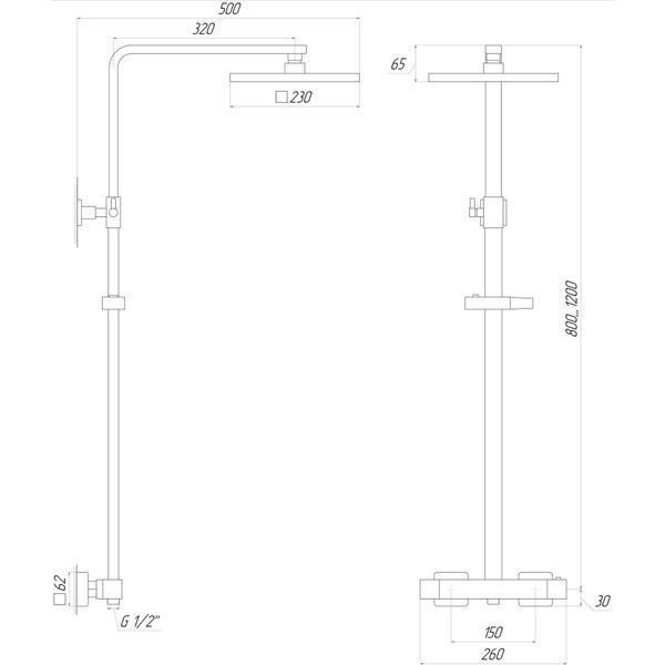 Душова система Globus Lux Termostatic GLQ-0040T 51559 фото