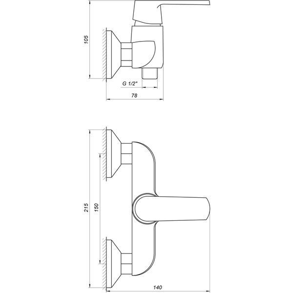 Змішувач для душу Globus Lux Laguna GLA-0105-10-BB 51907 фото