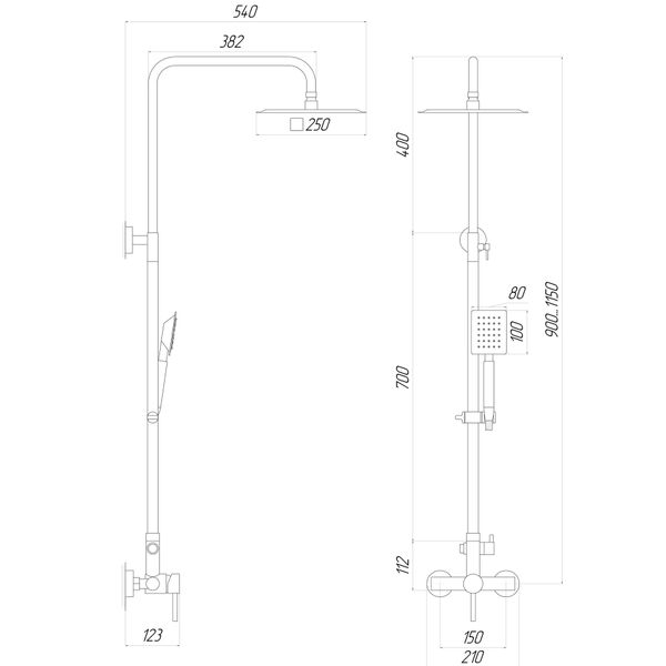 Душова система Globus Lux ALPEN SBT1-SQ-05-304 31405 фото