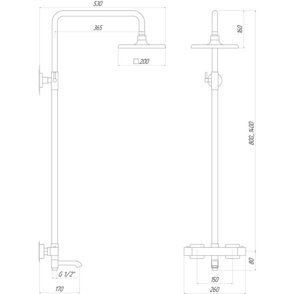 Душова система Globus Lux Termostatic Q GLM-0041T-BB 31407 фото