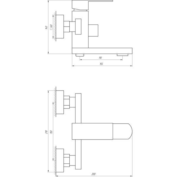 Змішувач для ванни Globus Lux SICILIA SBQ-102N-BB 51680 фото